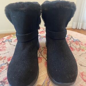 Skechers Black Slip-Ins with Fur Boots